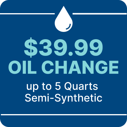 39.99 oil change up tp 5 quarts semi-synthetic